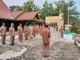 KOORDINASI RUTIN DAN APEL  PAGI BERSAMA KKN UBD HARI SENIN 19 JANUARI 2026 DI KALURAHAN KARANGMOJO